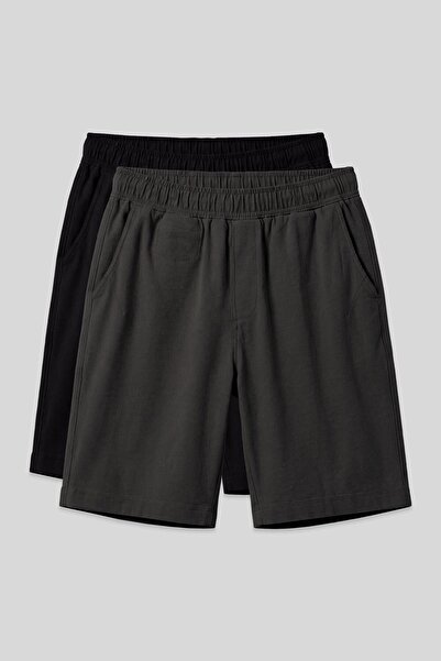 TOMMY LIFE Standard Fit Chino 2-Pack Black-Anthracite Men's Shorts - 81290