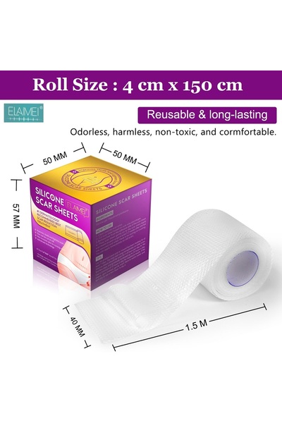 Choice1 4 سم × 1.5 متر، لفة واحدة من شرائط السيليكون غير المرئية لتغطية الندب...