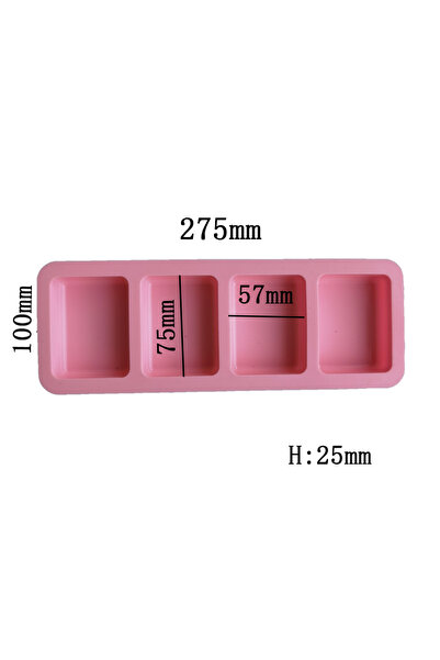 Choice7 قالب صابون سيليكون مربع وردي اللون، 4 فتحات، بيضاوي، دائري، مربع، قال...