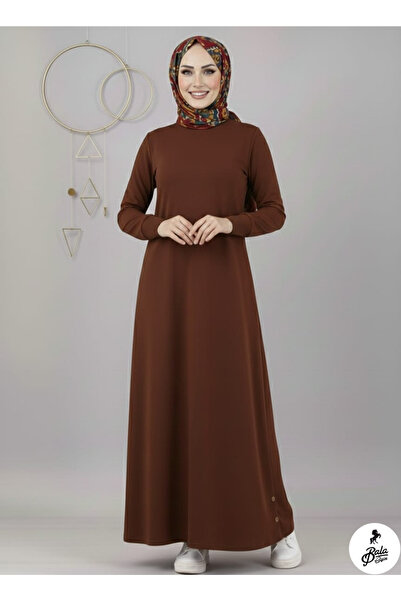 Bala Giyim Hijab Dress with Button Detail on Sleeves and Skirt
