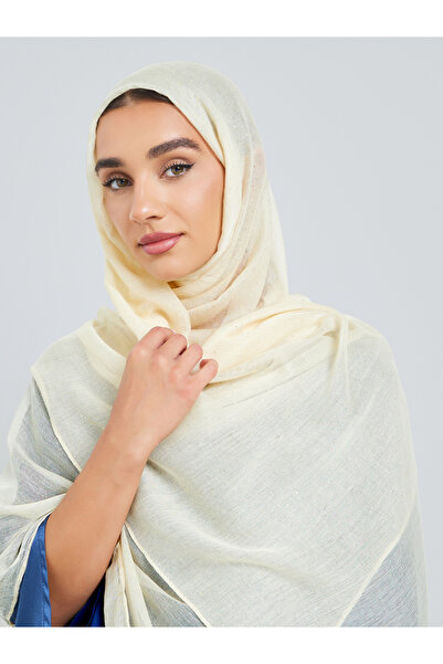 Amirah By Styli Cream Sequin Embellished Textured Hijab