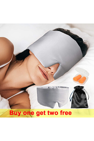 choice2 قناع نوم رمادي من حرير الطبيعي 100% مع سدادات أذن إسفنجية، قناع نوم م...