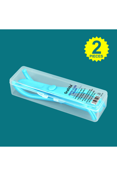 Choice6 2pcs Blue 1/2Pcs Reusable Pick Holder Y Shape Plastic Dental Floss Ra...
