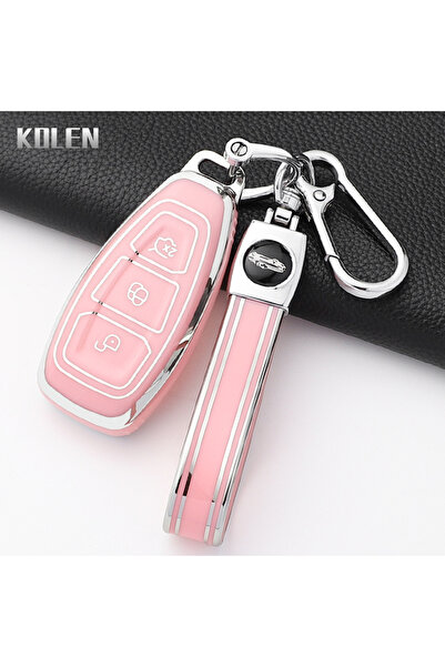 Choice21 غطاء مفاتيح سيارة أنيق قابل للطي من مادة TPU باللون الوردي من S-Pink...