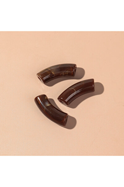 Choice41 15 قطعة من خرز الأنابيب أكريليك البني مقاس 11 × 35 مم، خرز أنبوب بام...