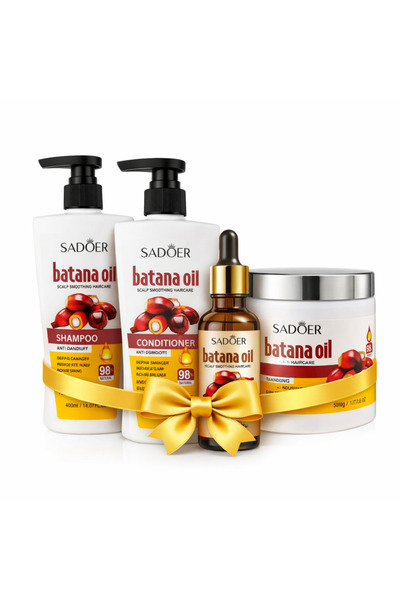 SADOER Ingrijire premium Batana – Șampon 400ml + Balsam 400ml + Ulei 50ml + M...