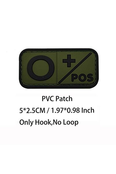 Choice12 36-Green O POS Small Patch with Hook,PVC Blood Type A B AB O POS NEG...