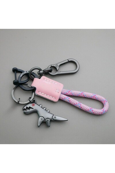 choice2 سلسلة مفاتيح ديناصور معدنية فاخرة من جلد منسوج ، طراز 7، للدراجات الن...