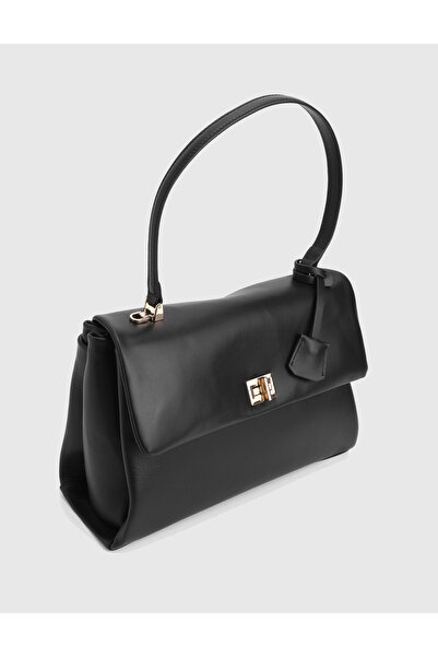 İLVİ Zinovii Genuine Leather Black Women's Shoulder Bag