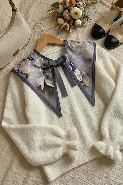 InStyle Patterned Gray Satin Collar