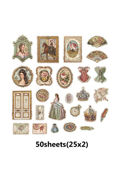 Choice1 50 قطعة من ملصقات بنمط قصر عتيق للدفاتر وزجاجات المياه ودفاتر القصاصا...
