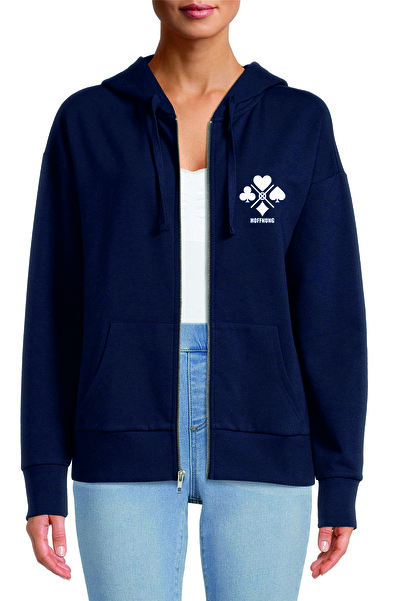 HOFFNUNG Unisex Cotton Oversize "Cards Suit" Printed Hooded Collar Comfortabl...