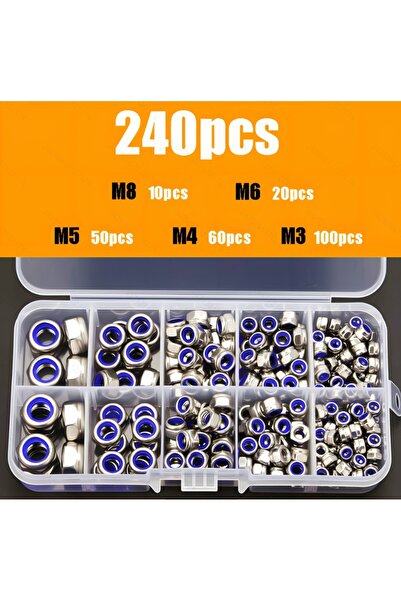 choice2 240 صامولة قفل M3 M8 AGASHE، طقم صواميل قفل مترية من الفولاذ المقاوم ...