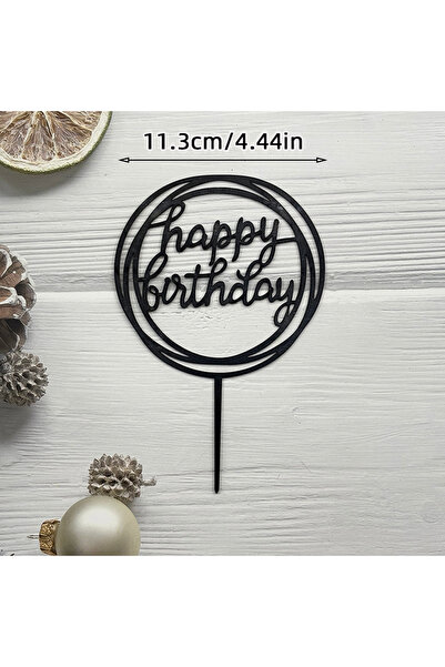Choice11 1PC B4 Large Size Happy Birthday Acrylic Cake Topper Black Gold Lett...