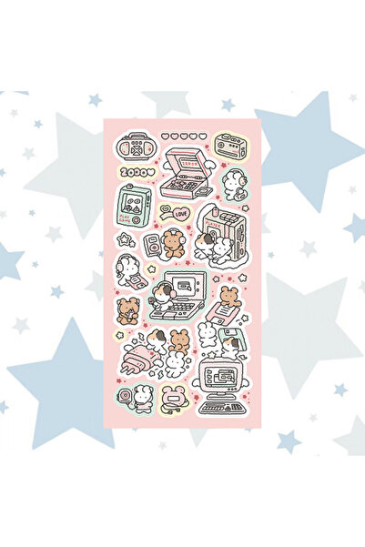 Choice12 ٥ ملصقات كرتونية كورية لطيفة بتصميم ريترو، أرنب ودب، جرافيتي، دفتر م...