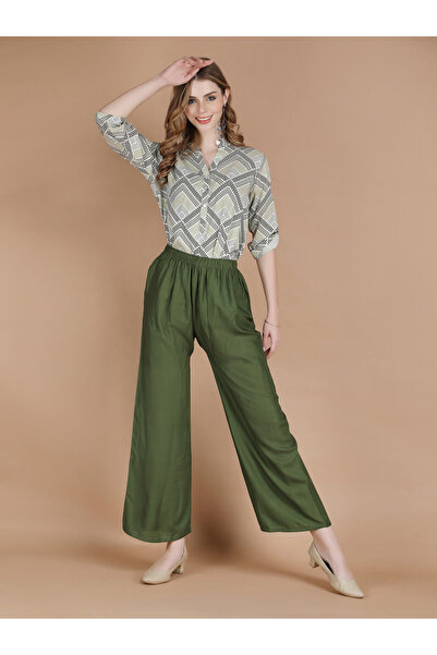Michael Kovlin By Styli Green Wide Leg Ethnic Palazzos