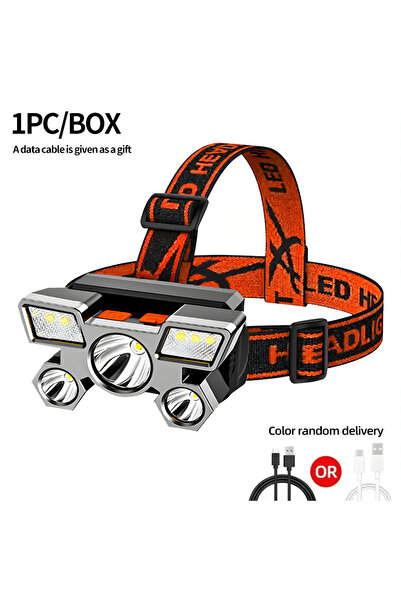 Choice3 Red 1PC Powerful Rechargeable Head Flashlight for Fishing 5 LED Headl...