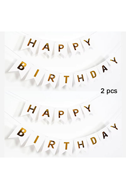 Choice10 02 2pcs Happy Birthday Streamers Hot Stamping Dovetail Pull Flag Liv...