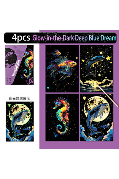 Choice8 Whale Sea 20*14cm DIY Night Scene Painting Scratch Colorful Drawing W...