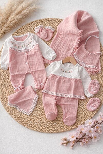 BYS BABY FASHION طقم خروج من المستشفى للمواليد البنات الموسمي من الموسلين، مك...
