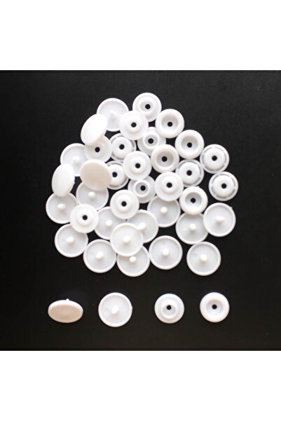 Choice15 50 مجموعة أزرار كبس دائرية بيضاء للمرايل، 50 مجموعة أزرار كبس بلاستي...