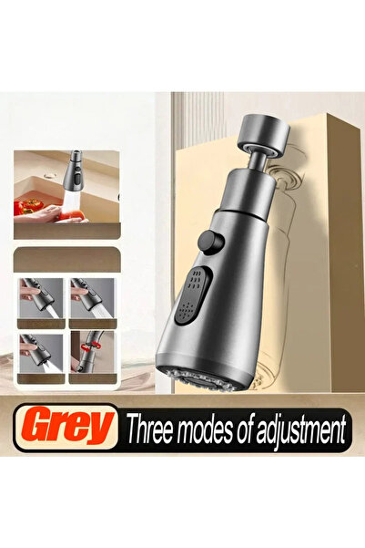 Choice4 مُوسِّع صنبور مطبخ رمادي اللون، قابل للدوران 360 درجة، مع مُرشِّح رذا...