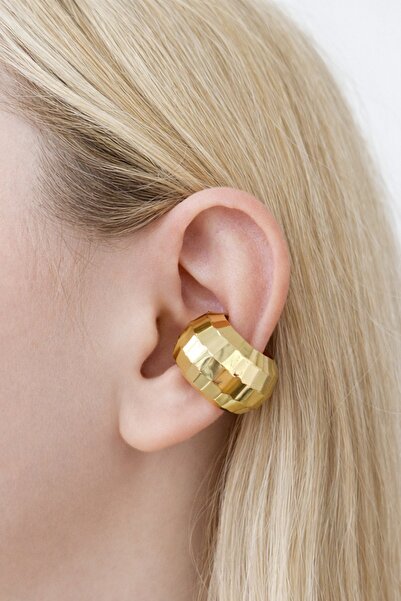 TAKIŞTIR Altın Renk Kıstırmalı Tx Ear Cuff (Tek)