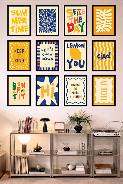 UNT 12’li Çerçeve Görünümlü Mutfak | Modern | Retro Duvar Posteri Tablo Seti–...
