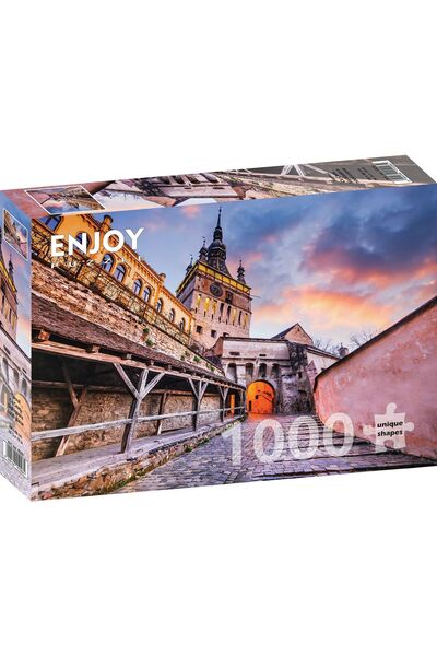 Enjoy Puzzle 1000 pieces - Clock Tower, Sighisoara + foils for gluing the puz...