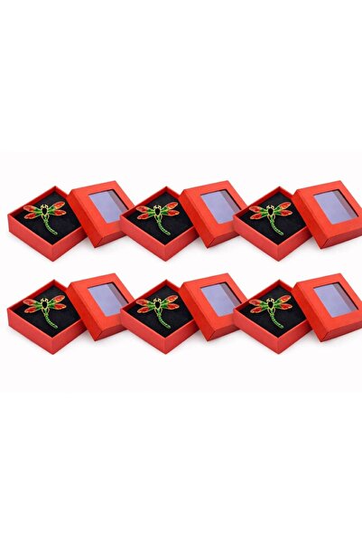 OEM Set of 6 Multicolored Dragonfly Martisor Brooches, Red-Green Enameled wit...