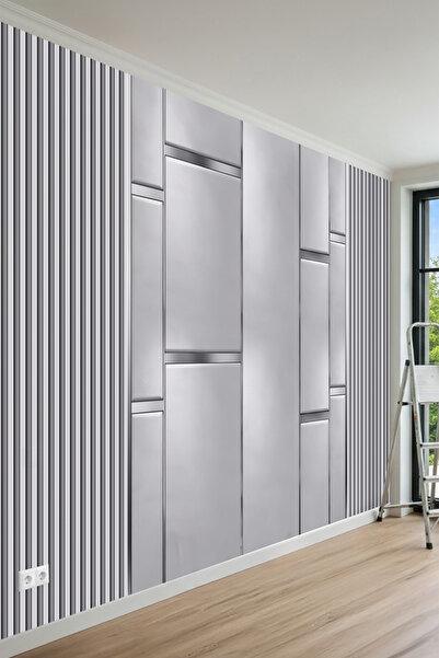 MİRAZAWALL Modern Blok Panel Çıtalı Efektli Minimal Tasarım Tek Parça Tekstil...