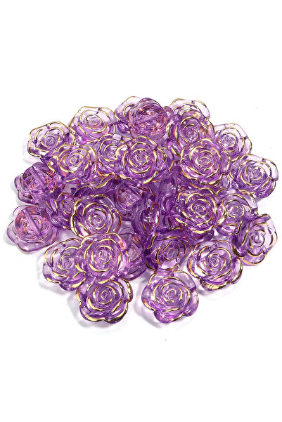 Choice4 Purple 30pcs/lot Resin Baroque Rose Flower Beads Transparent Colorful...