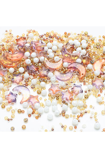 Choice7 Orange Mixed Star Moon Crystal Glass Beads Seedbeads Loose Round Pear...