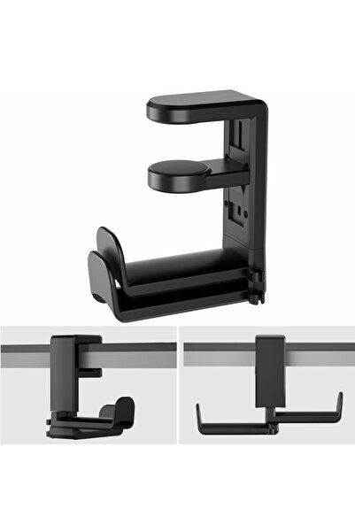 Choice3 حامل سماعات رأس للألعاب من VIKEFON، أسود اللون، بخطاف مزدوج ، مع إمكا...