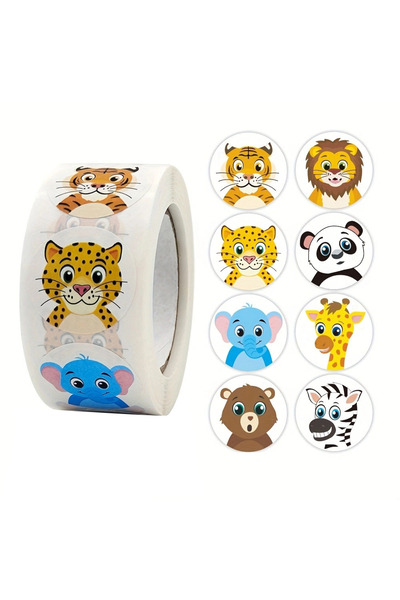 Choice A- 374 500Pcs/Roll Cartoon Animal Reward Stickers 2.5cm/1.0in Diy Deco...