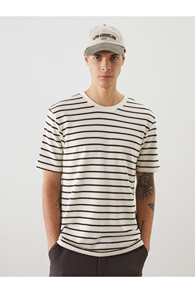 LC Waikiki Nevavm with a Difference Oval Collar Short Sleeve Striped Men's T-...