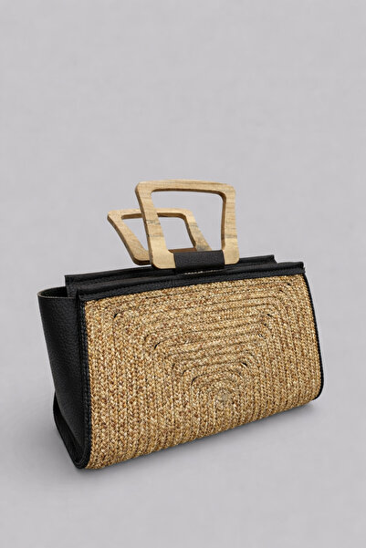 MaVaux Noa Extra Light Rope Wooden Handle Genuine Leather Detailed Straw Wome...