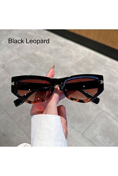 Choice Black Leopard Vintage Cat Eye Sunglasses for Women Irregular Gradient ...