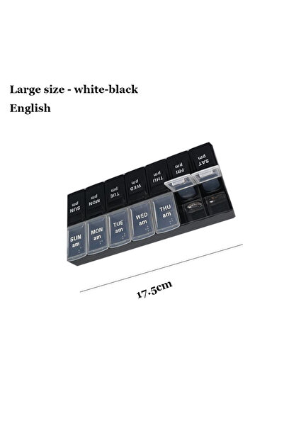 Choice11 منظم حبوب أسبوعي كبير أسود اللون من شونشي، مزود بأقسام صباحية ومسائي...