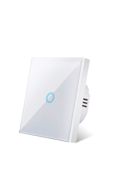 Choice6 white 1 gang EU Touch Switch AC100-240V Led backlight Panel Tempered ...