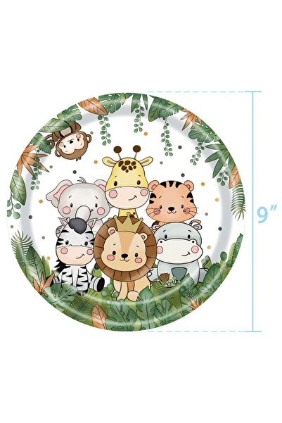 Choice3 10pcs 9inch plates Jungle Animals Themed Disposable Tableware Set Pap...