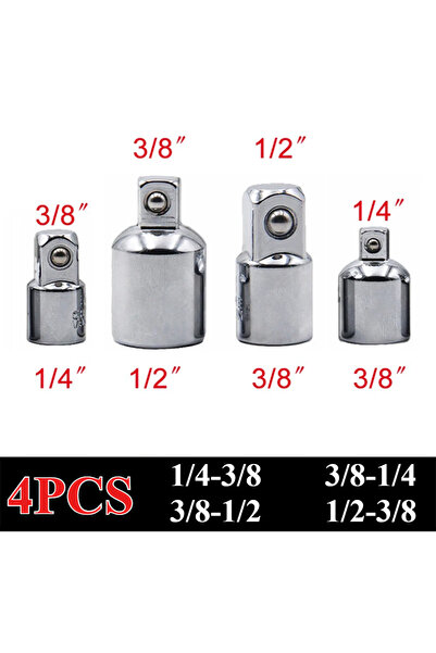 Choice5 4PCS Set Silver Sket Convertor Adaptor 1/2 To 3/8 3/8 To 1/4 3/4 To 1...
