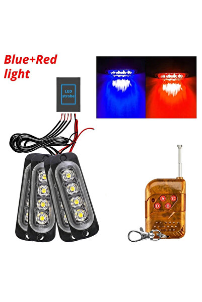 Choice1 مصباح طوارئ لاسلكي 4 في 1، أزرق وأحمر، يعمل بجهد 12-24 فولت تيار مستم...