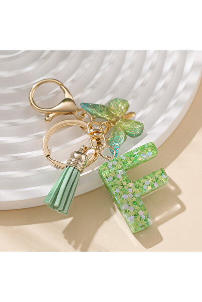 Choice5 F قطعة واحدة لطيفة ملونة الحرف الأول من A إلى Z حلقة مفاتيح من الراتن...