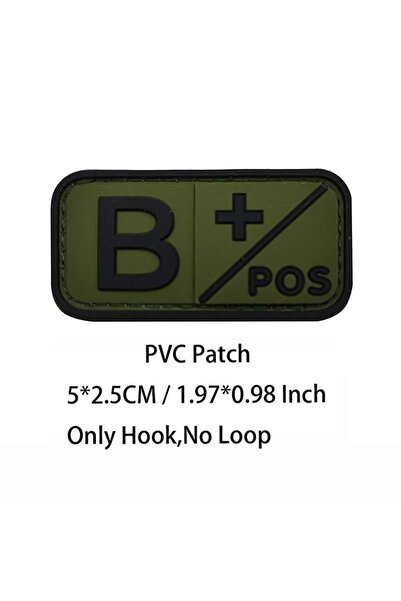 Choice14 34-رقعة صغيرة خضراء B POS مع خطاف، شارات PVC لفصائل الدم A B AB O PO...