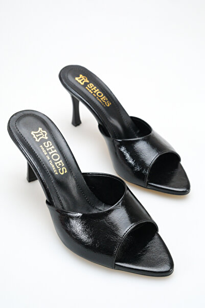 BUNİPARK Rein Women's Patent Leather Open-Toe Thin Heeled Slippers