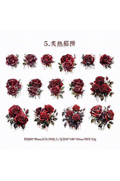 Choice4 5 30 pcs The Adventure of Roses Vintage INS Flower Stickers Decorativ...