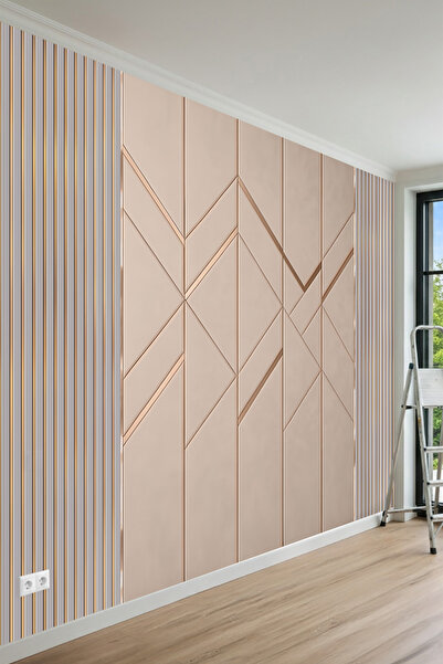 MİRAZAWALL Geometrik Çıtalı Panel Görünümlü Modern Tasarım Tek Parça Tekstil ...