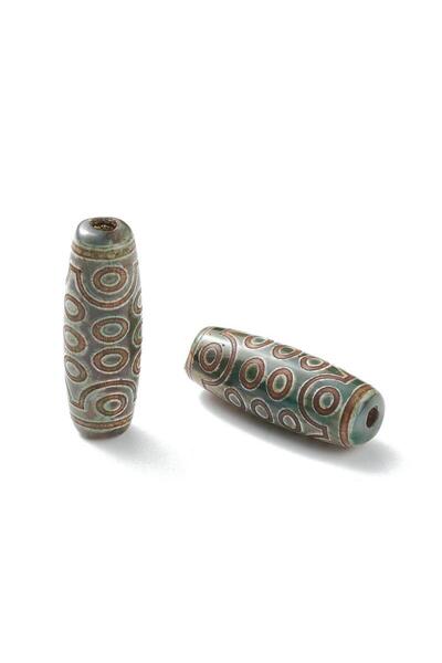 Choice6 28.5x10mm 07 1pc Tibetan Style dZi Beads Natural Agate Beads Dyed & H...