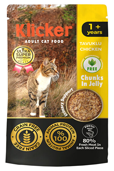 klicker Chunk In Jelly Tavuklu Yetişkin Kedi Maması Pouch 85 Gr- 12 ADET